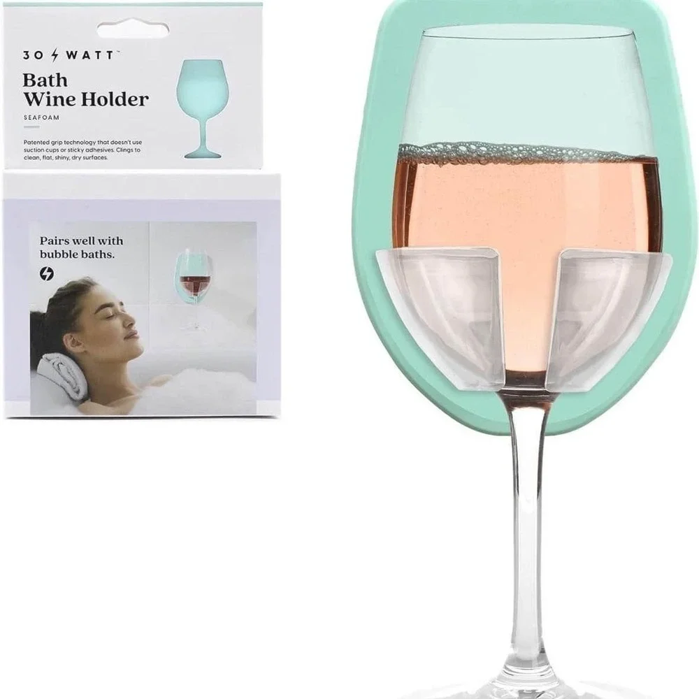Teal Bath & Shower Wine Glass Holder | Silicone Suction‎ Drink Cup Rack